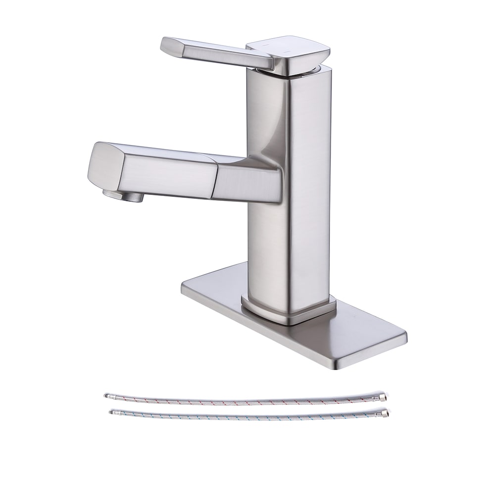 Robinet de salle de bain monotrou multifonctionnel à 1 poignée D1 en nickel brossé